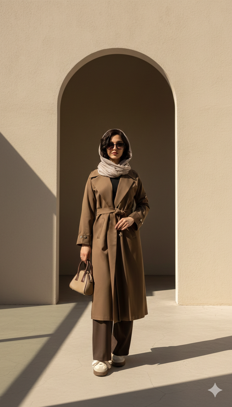 مانتو بلند دکمه طلایی